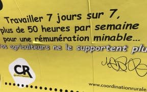 Affiche de revendication de la Coordination Rurale pour la rémunération des agriculteurs